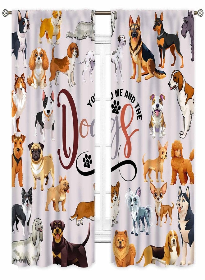 TKUYO Cute Dog Curtains, Funny Animals Multi Puppy Dog Lovers Kawaii Cute Pets Colorful Carton Window Drapery Treatments for Kids Girls Boys Bedroom Living Room Kitchen Bathroom 2 Panels, 42"x45" Inch - Image 2